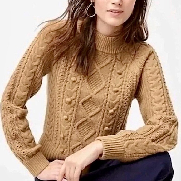 J. Crew Azra Pom Pom Cable Knit Lambswool Blend Pullover Sweater - Picture 16 of 16